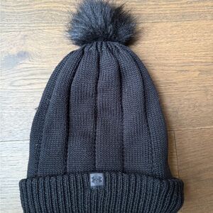 Under Armour Charcoal Knit Beanie with Pom-Pom
